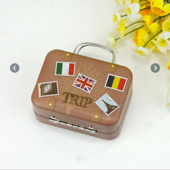 New 3pcs Europe Style Vintage Suitcase Shape Metal Tin Can container - Picture 11 of 14